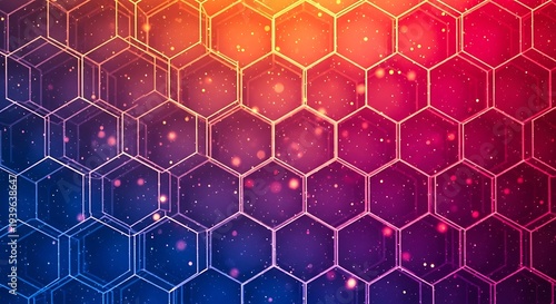 Vibrant Hexagonal Grid Pattern Background Image.