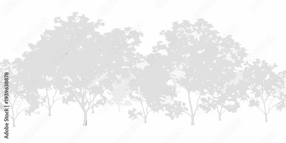 Fototapeta premium Silhouetted trees against a bright white background create a calming scene