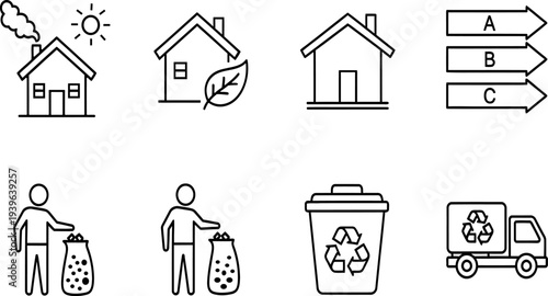 Eco friendly home and recycling icons