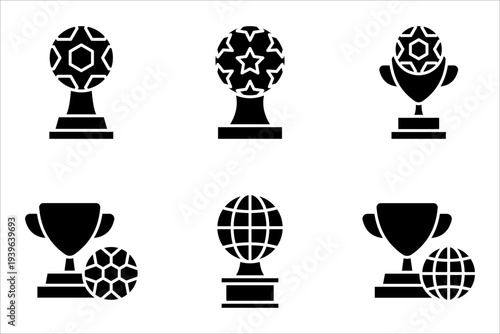 world cup icon set, football award for sport, Cup, championship, football, global on white background vector. Editable stroke icon