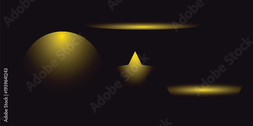 Abstract Glowing Yellow Light Effect Shapes on Dark Background