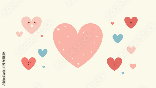 A cheerful and playful heart illustration with a happy face, conveying a sense of joy and affection.