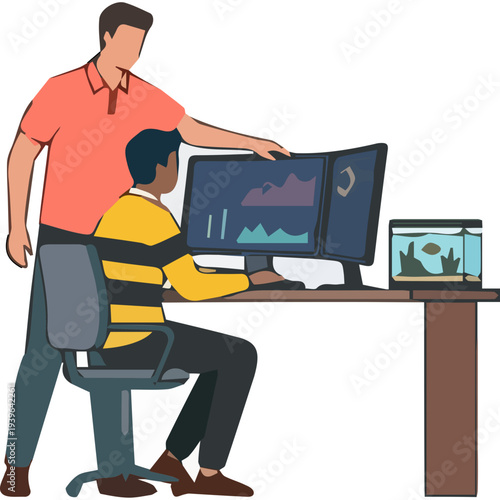 A mentor guiding a teammate Vector Element