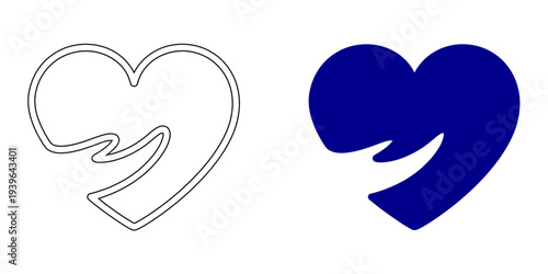 Heart with Dynamic Wave Line Icon Representing Cardiovascular Health Pulse Vitality Emotional Energy and Medical Wellness Minimalist Navy Blue Vector Illustration