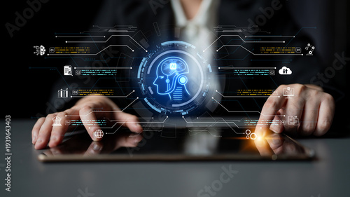 Billede på lærred AI workflow guides process automation from data to action