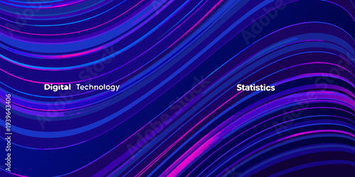 Abstract flowing lines of vibrant purple pink and blue colors