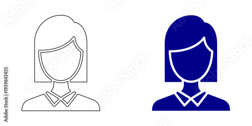 Female Professional Avatar Icon Representing Business Leadership Corporate Employee Career Development and Office Administration Minimalist Navy Blue Vector Illustration