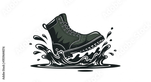 Stylized Illustration of a Splashing Boot in Water.