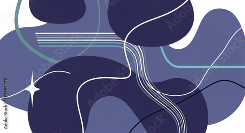 Abstract Blue and White Fluid Art Design.