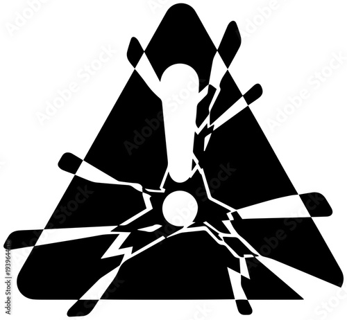 Dynamic kayak paddling illustration in triangle shape