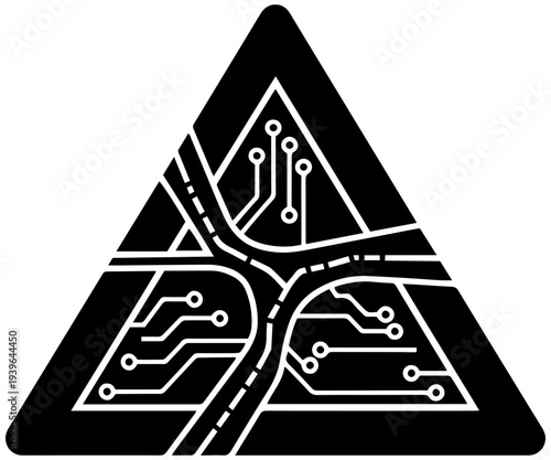Modern triangular circuit board design with innovative pathways