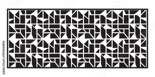 Abstract decorative rectangular panel for laser cutting, vector illustration for room partition or fence