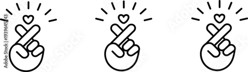 Finger heart icon, Korean love gesture symbol, affection expression illustration, romantic design vector, emotional artwork, cultural appreciation graphic element