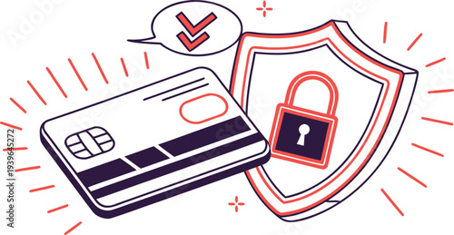 Neon secure payment with credit card and shield lock