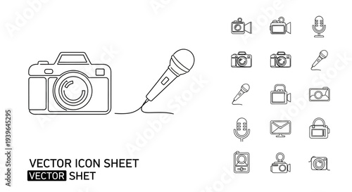 Vector Icons: Camera, Microphone, Video, Audio, Media, Communication, Technology