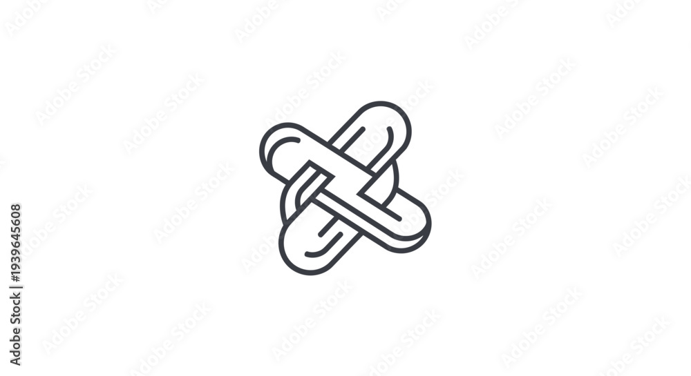 Obraz premium Abstract interconnected shapes logo icon, minimalist line art symbol