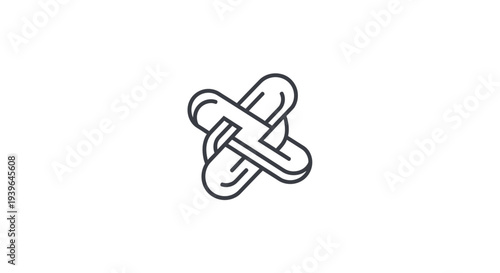 Abstract interconnected shapes logo icon, minimalist line art symbol