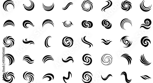 Abstract Swirls and Curves Collection: Black Ink Brush Strokes