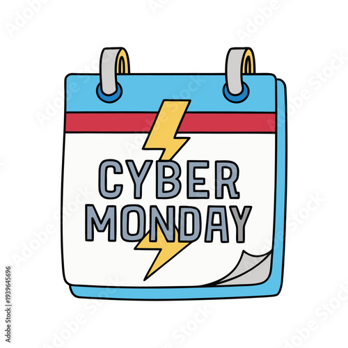 Cyber Monday calendar icon with lightning bolt for flash sale events