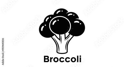 Broccoli icon, simple black and white illustration, healthy food concept