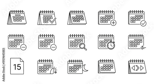 Calendar Icons Set: Planning, Scheduling, Events, and Reminders