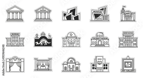 Collection of Hand-Drawn Museum and Art Gallery Icons