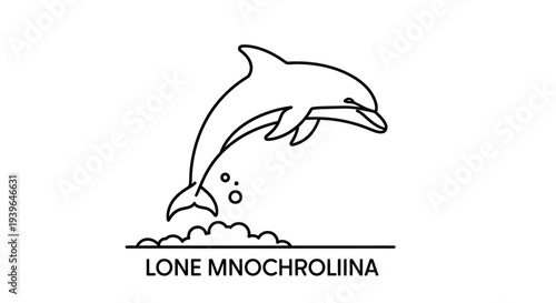 Dolphin Jumping Out of Water Line Art
