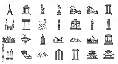 Famous Landmarks Collection: Global Icons Vector Icons Set