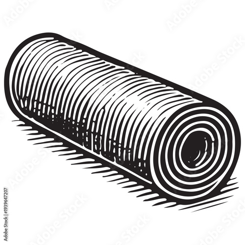 Rolled Yoga Mat Illustration – Fitness Training Mat for Exercise, Stretching and Gym Workouts