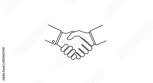 Handshake line art icon, agreement, partnership, business deal, vector illustration