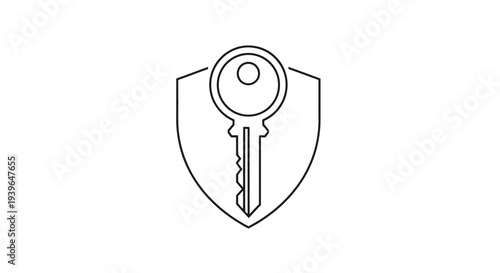 Key and Shield Icon - Security and Access Concept
