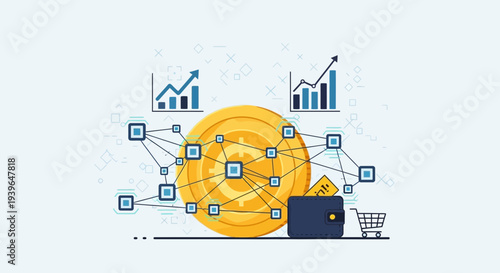 Cryptocurrency Blockchain Network with Digital Wallet and Shopping Cart