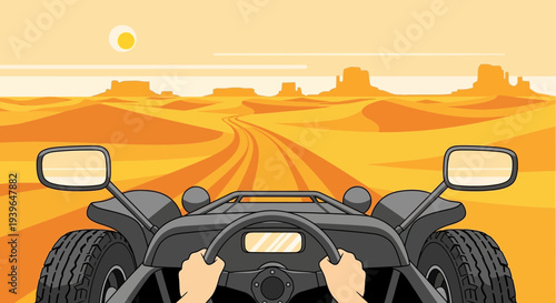 Desert Dune Buggy Adventure: First-Person View Driving Through Landscape