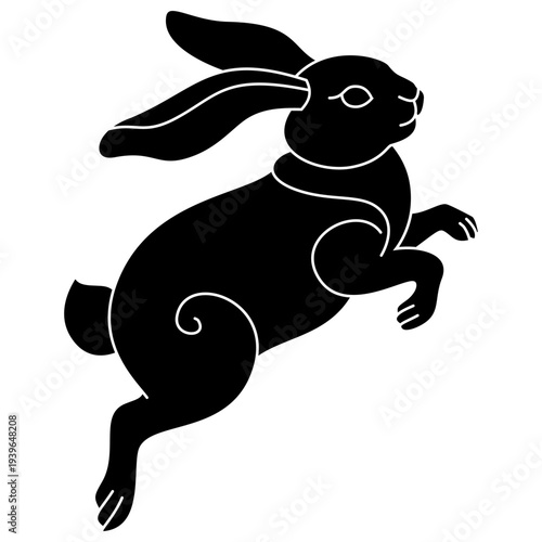 elegant black rabbit silhouette transparent background for easter day design