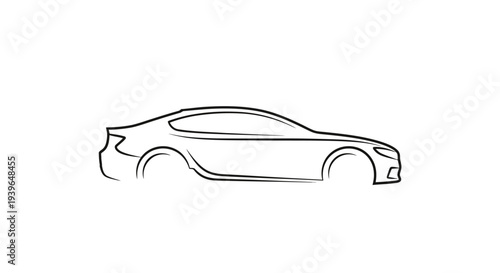 Minimalist Car Outline Drawing - Sleek Sports Coupe Silhouette
