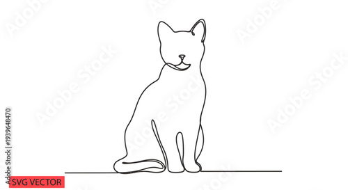 Minimalist Cat Line Drawing - Single Line Art Illustration
