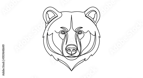 Minimalist Line Art Bear Head - Single Line Drawing