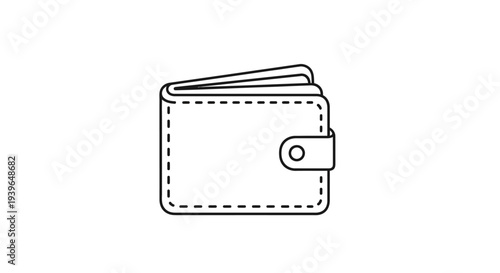 Minimalist line art icon of a folded leather wallet on white background