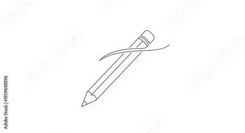 Minimalist pencil drawing with flowing line on white background, concept of creativity and idea