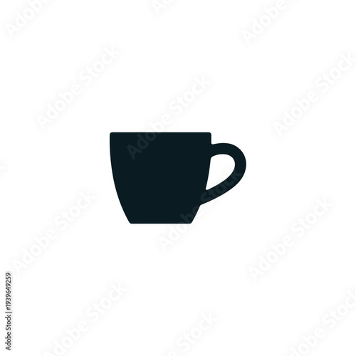 Simple black coffee cup design against a white background silhouette