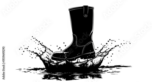 Splashing Water with a Boot in Motion.