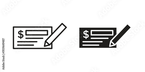 Signing cheque icon. Perfect for app and web interfaces, marketing, etc.