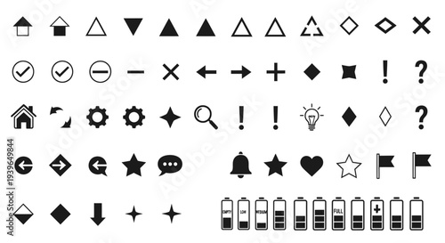 Set of Black and White Icons for Web and UI Design
