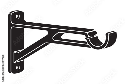 Curtain rod bracket vector illustration single metal support on transparent background