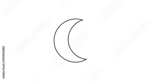 Simple Crescent Moon Icon Outline, Minimalist Celestial Graphic, Night Sky Symbol