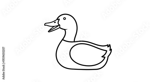 Simple Outline Drawing of a Duck with Open Mouth