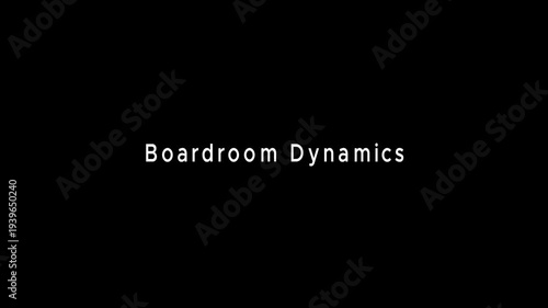 A group of business professionals engaged in a dynamic meeting around a large wooden table in a modern boardroom setting during a video conference.