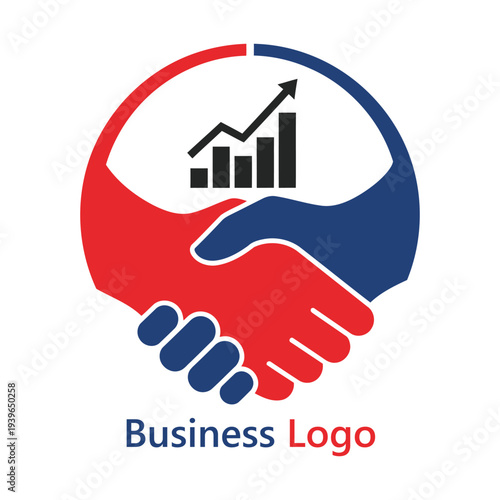 Business Handshake Logo with Growth Chart and Partnership Symbol Vector Illustration.