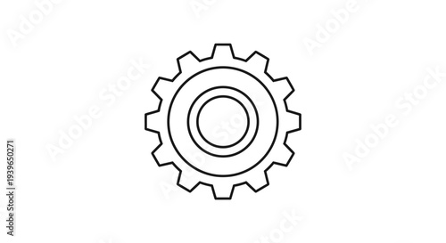 Single Gear Cogwheel Icon, Mechanical Engineering Symbol, Outline Vector Art