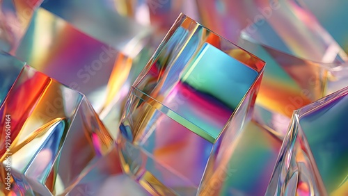 Abstract Colorful Holographic Glass Prism Cubes Background